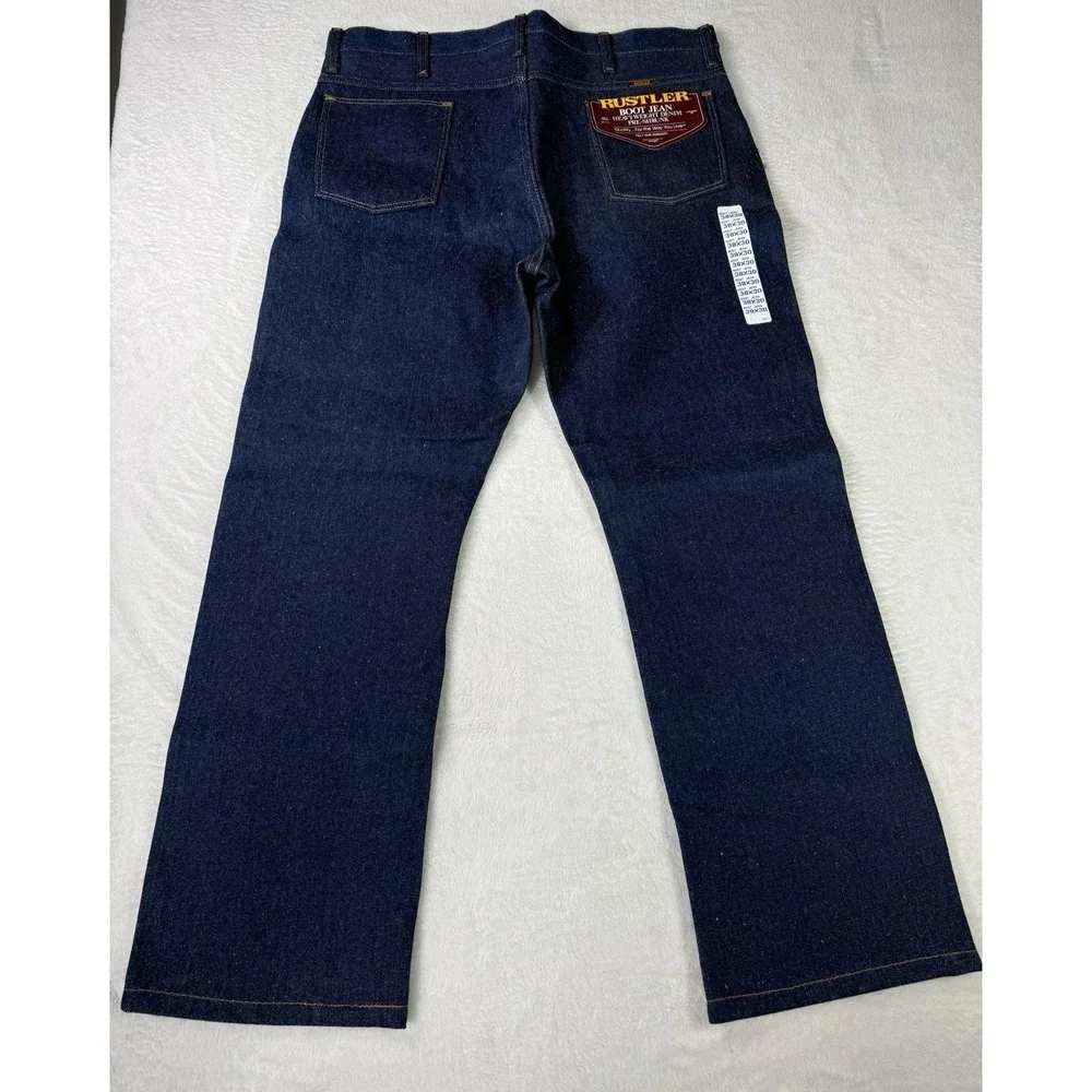 Vintage Rustler Wrangler Boot Cut Jeans 38x30 Pre Shrunk Heavyweight USA NWT